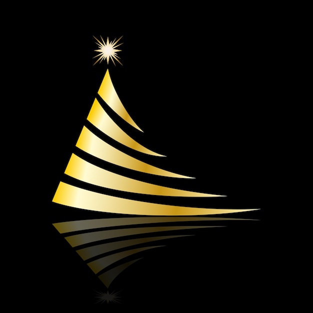 クリスマスのご挨拶 抽象的な黄金のクリスマス ツリー