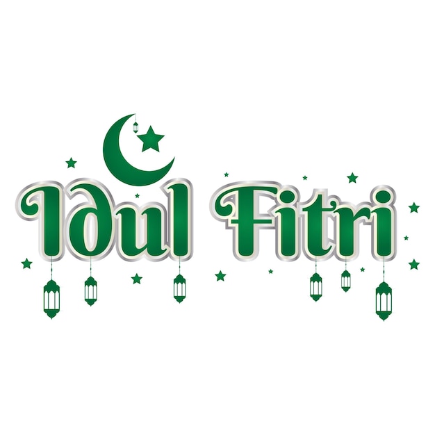 Greeting of selamat hari raya idul fitri with mosque sign