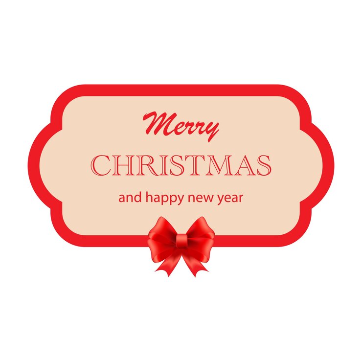 テキスト メリー クリスマスと新年あけましておめでとうございますグリーティング ステッカー