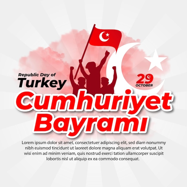 Greeting text of happy turkey republic day