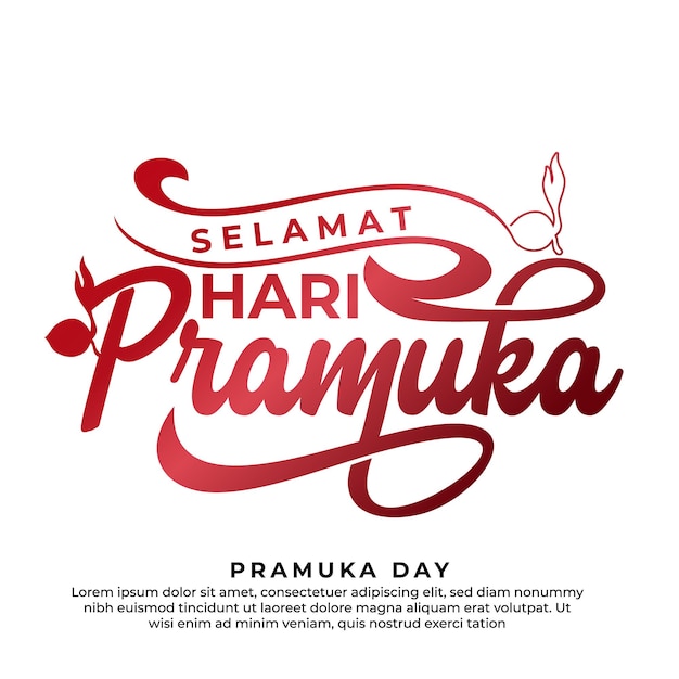 Testo di saluto di selamat hari pramuka lettering design