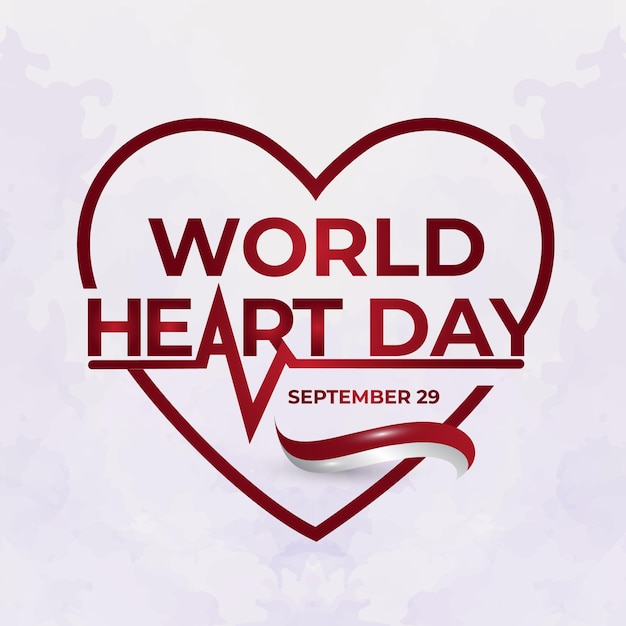 Vector greeting text of world heart day with love