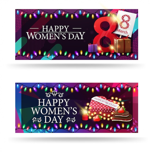 Greeting women's day banners