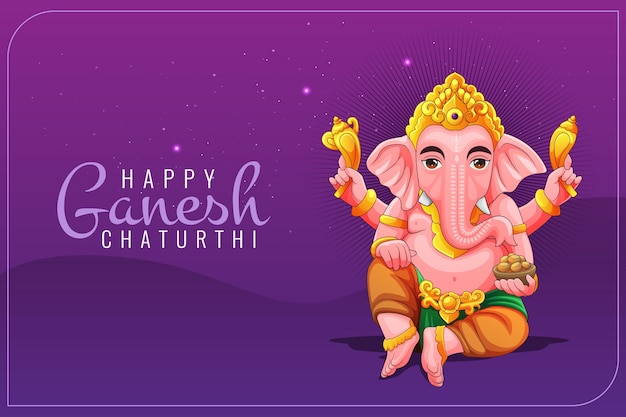 Vector greetings card for ganesh cathurthi with lord ganesha illustration