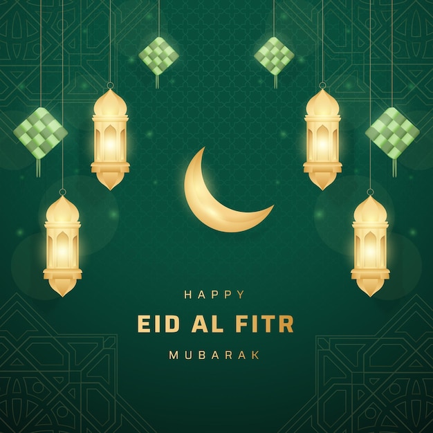 Greetings of eid mubarak vector instagram posts template