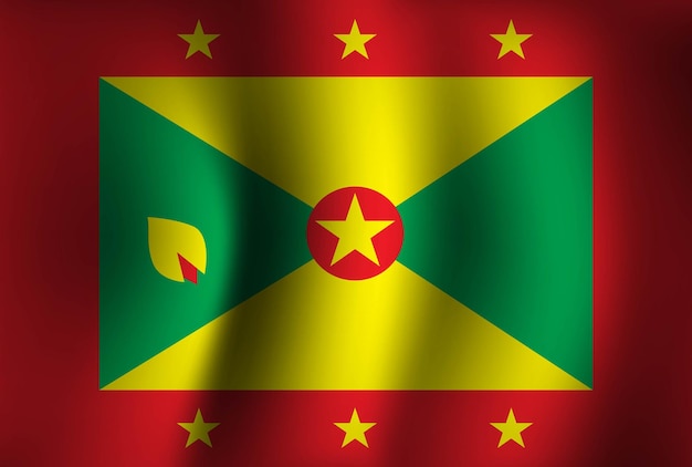 グレナダの旗の背景を振って 3 D ナショナル バナーの壁紙