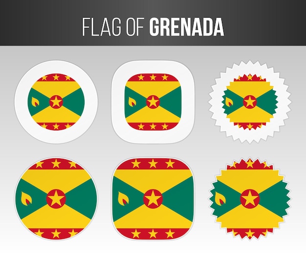 Grenada flag labels badges and stickers illustration flags of grenada isolated