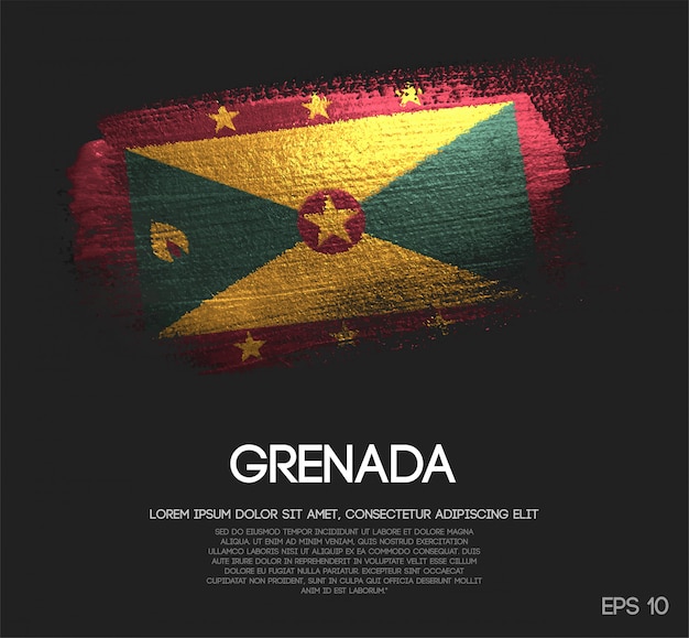 グリッタースパークルブラシペイントで作られたグレナダの旗