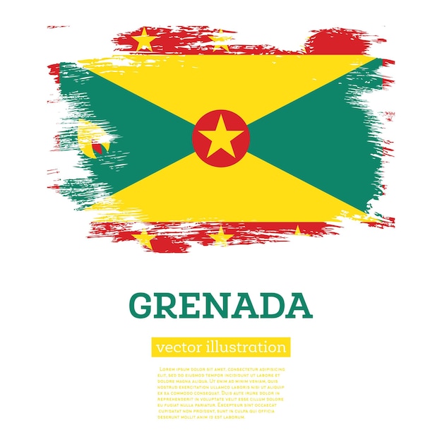 Grenada Flag with Brush Strokes Independence Day