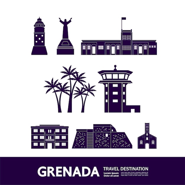 Grenada reisbestemming vectorillustratie.