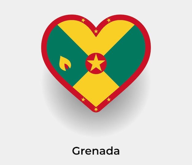 Grenada vlag hart vorm pictogram vectorillustratie