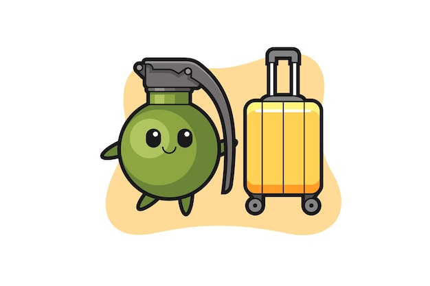 Illustrazione del fumetto della granata con i bagagli in vacanza