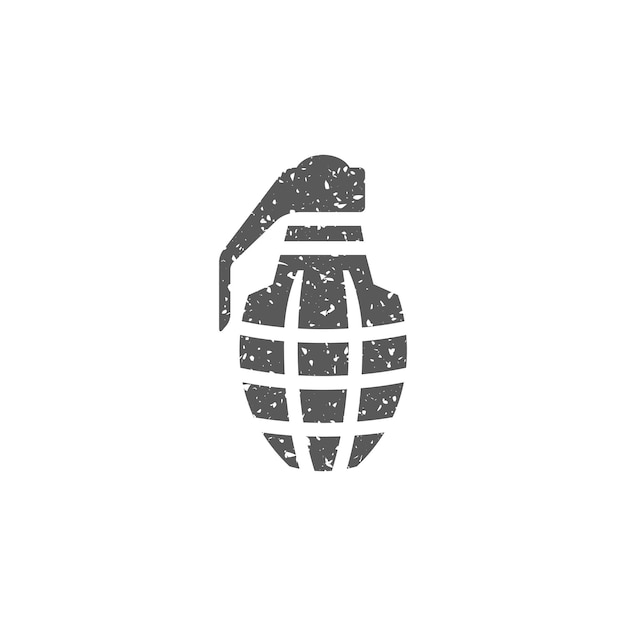 Vector grenade icon in grunge texture vector illustration