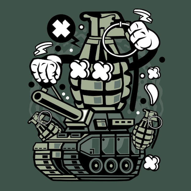 Vector grenade oorlog tank cartoon