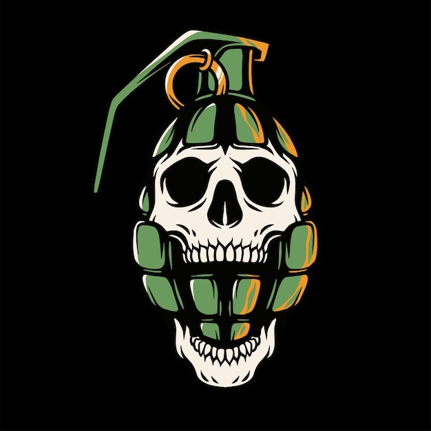 Grenade Skull Illustration Vector