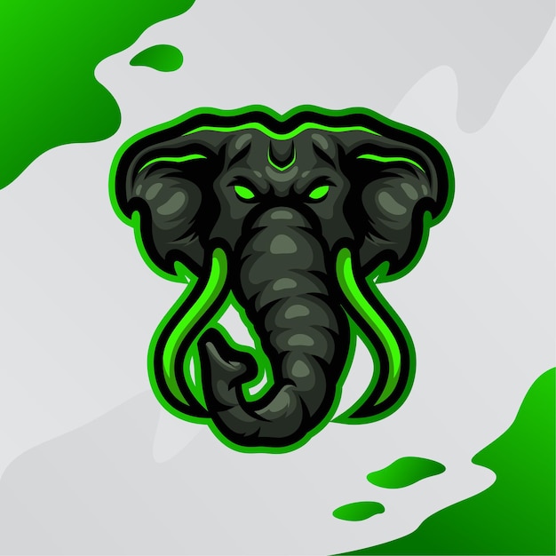 Grenn olifant masscot logo esport premium vector