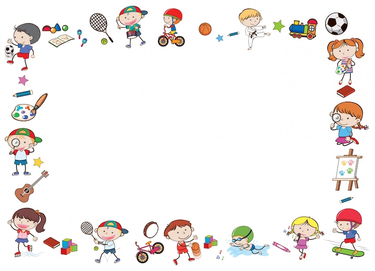 Vector grens sjabloon met kinderen sporten