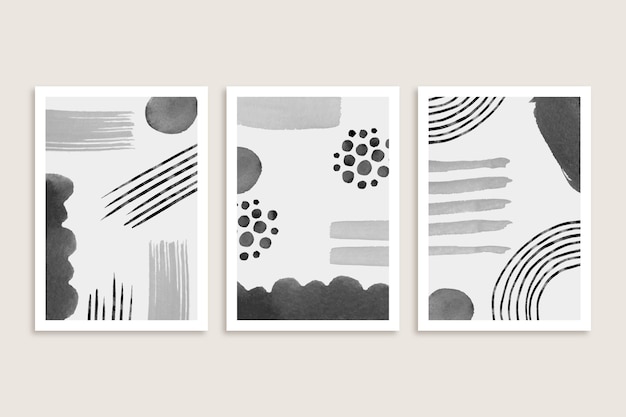 Vector grey abstract watercolor cover collection