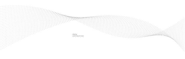Grey airy particles flow vector design abstract background with wave of flowing dots array digital futuristic illustration nano technology theme