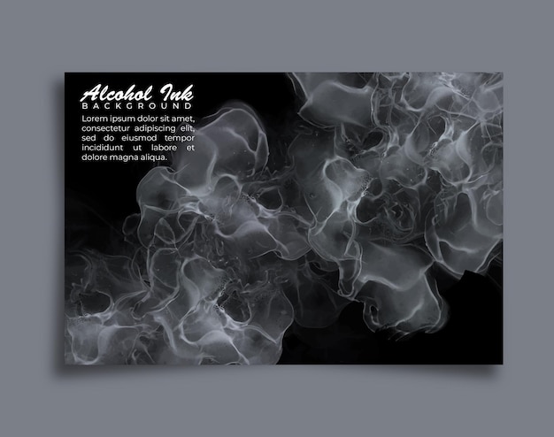 Vector grey alcohol ink watercolor fluid banner background template