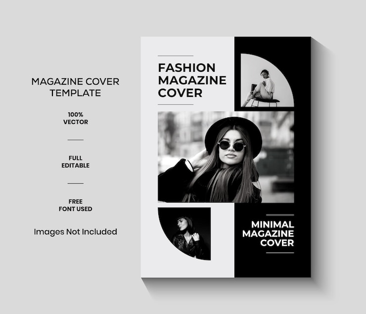 Vector grey and black modern fashion magazine cover template