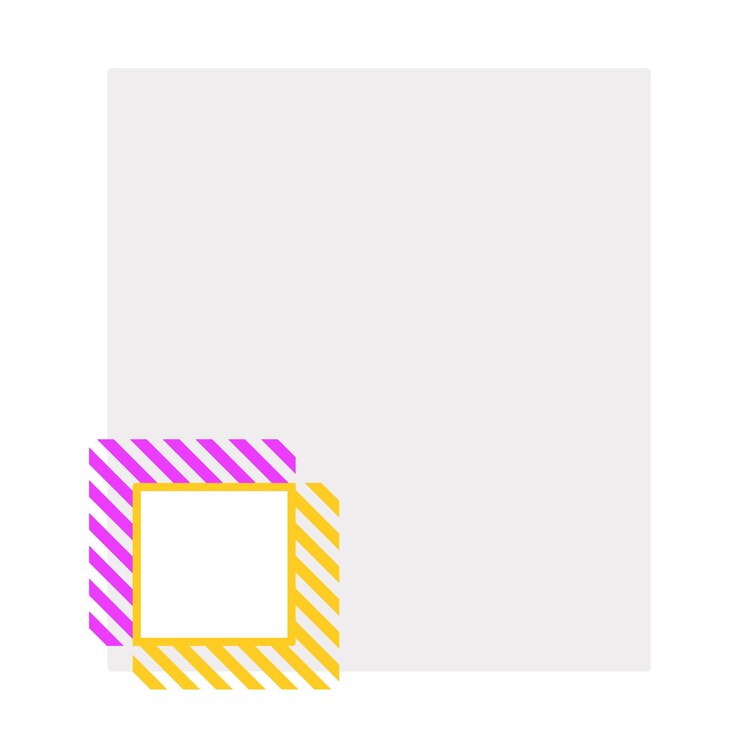 Vector grey blank rectangle with striped colourful inset brochure element design