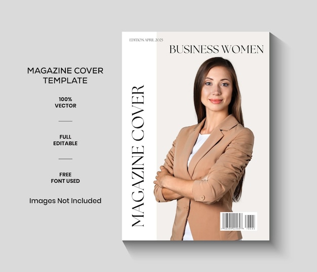 grey and brown simple magazine cover template