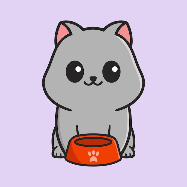 grey cat ask for food cartoon 2