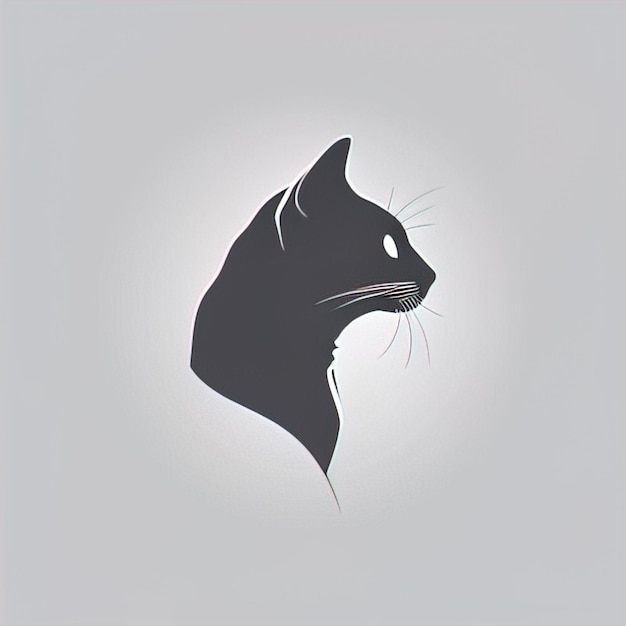 grey cat in a logo style