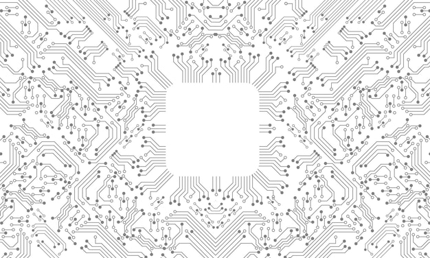 Vector grey circuit line technology pattern on white background vector