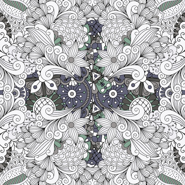 Grey color outline decorative floral pattern