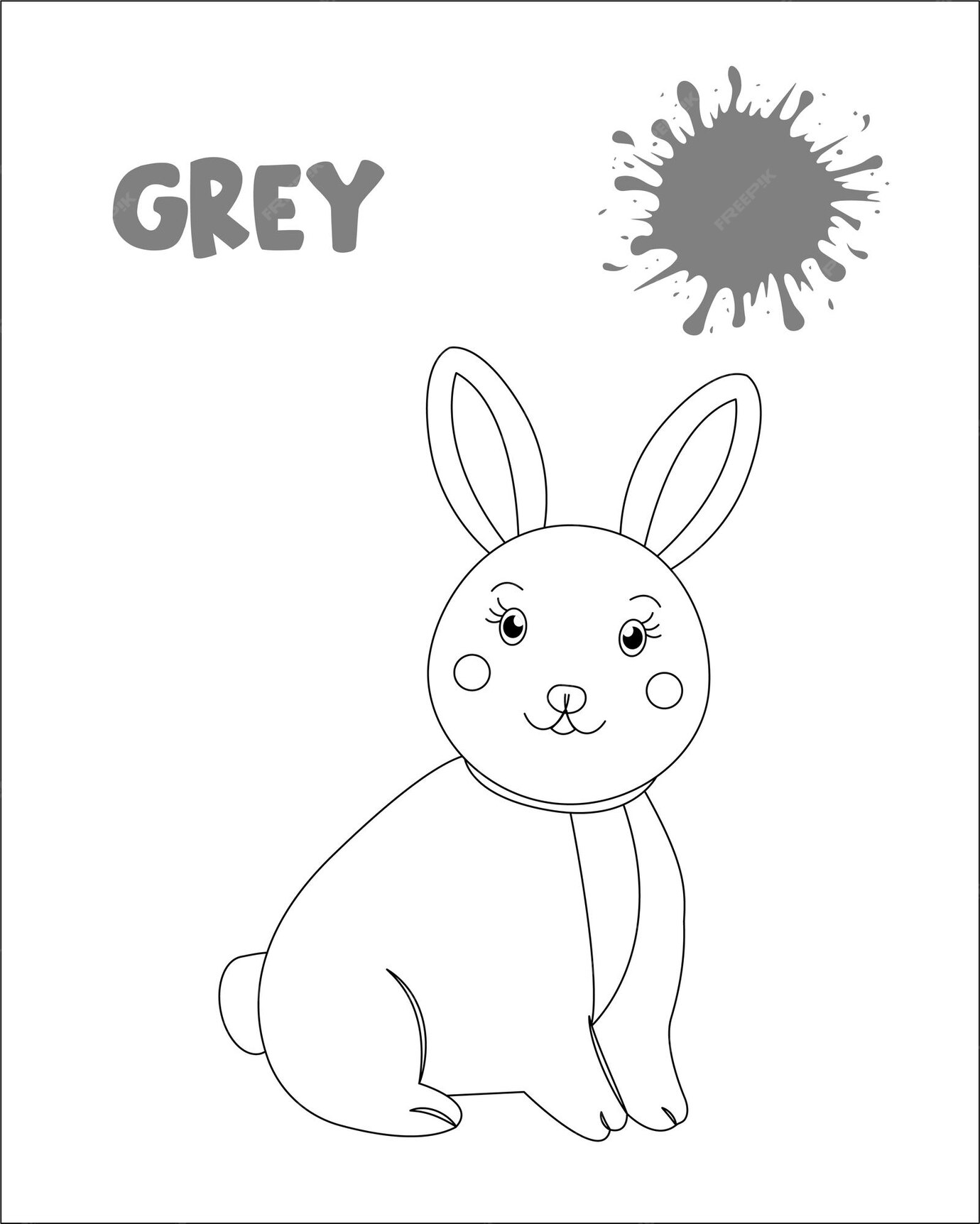 Premium Vector | Grey color, rabbit coloring page