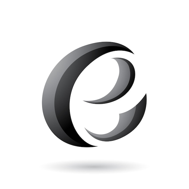 Буква E в форме серого полумесяца. Векторная иллюстрация