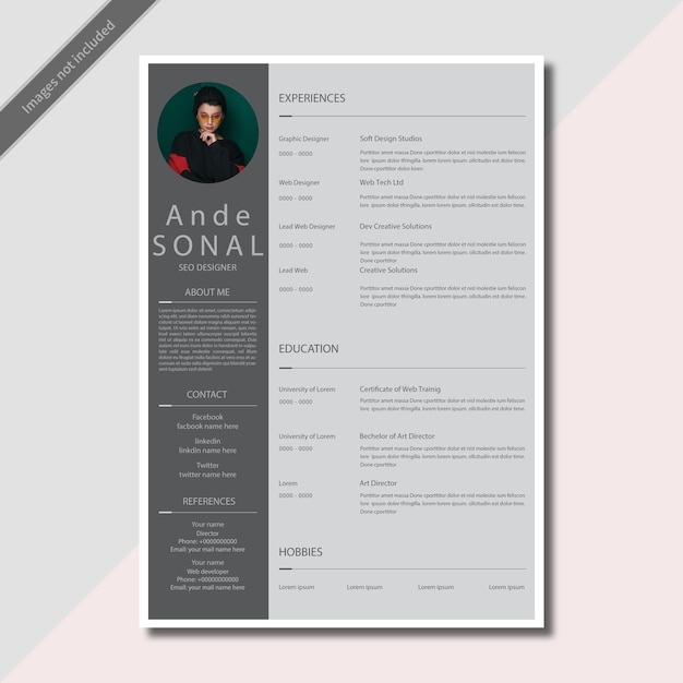 Grey cv template design