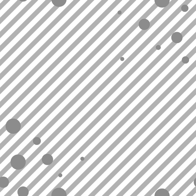 Grey diagonal stripes and circles seamless pattern Vector striped graphic design
