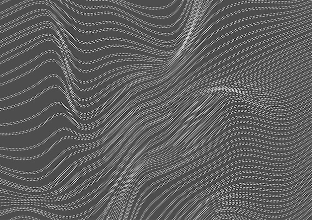 Vector grey dotted lines refraction 3d waves abstract background vector futuristic design