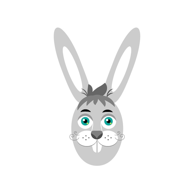 Серый пасхальный кролик в мультяшном стиле Пасхальный кролик Векторная иллюстрация