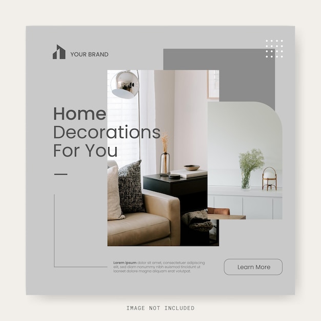 Vector grey minimalism home decorations instagram post promotion