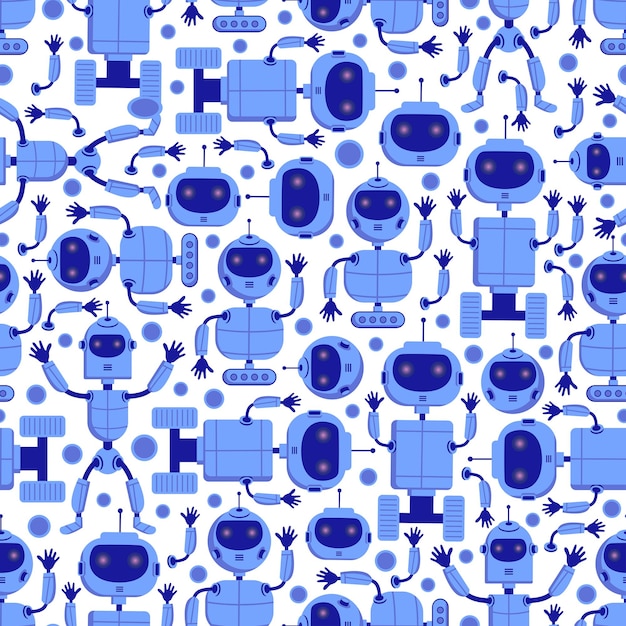 Grey modern cute Robotic seamless pattern