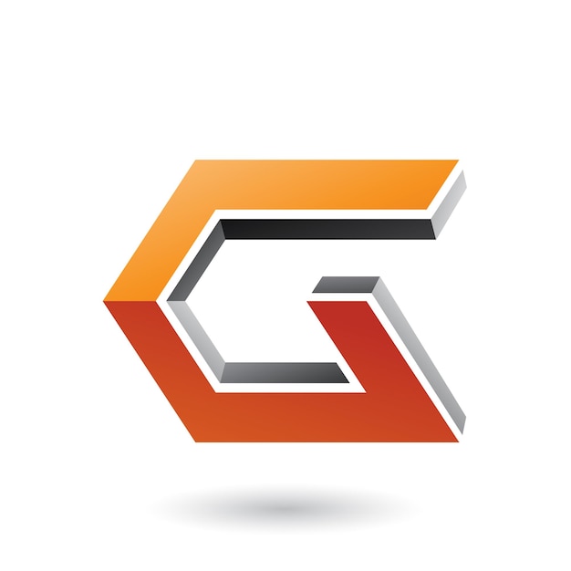 Grey and orange 3d angled icon for letter g vector illustration