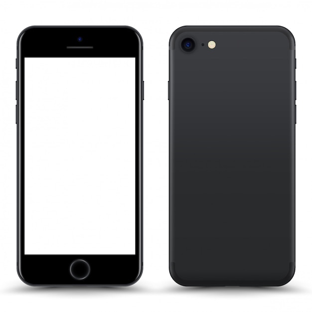 Vector grey phone with blank screen isolated.