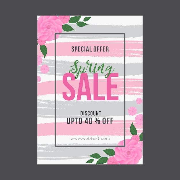 Grey and Pink Spring Poster with Brush Strokes