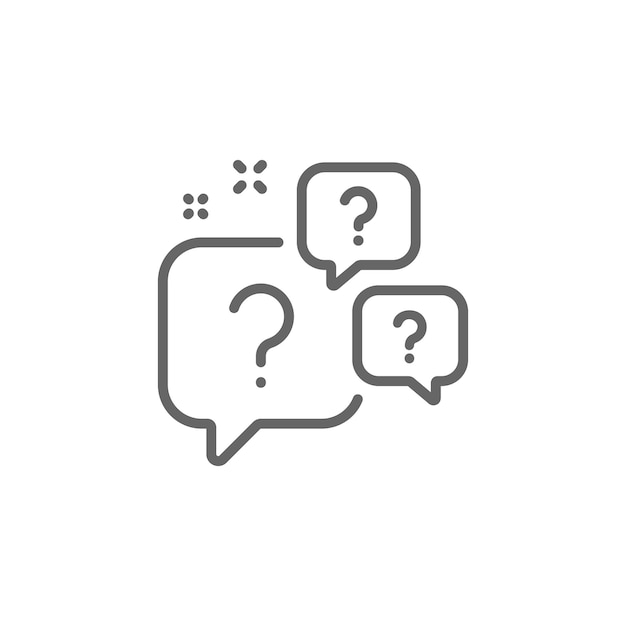 Grey question bubbles line art icon ask help sign faq questionnaire symbol quality design element