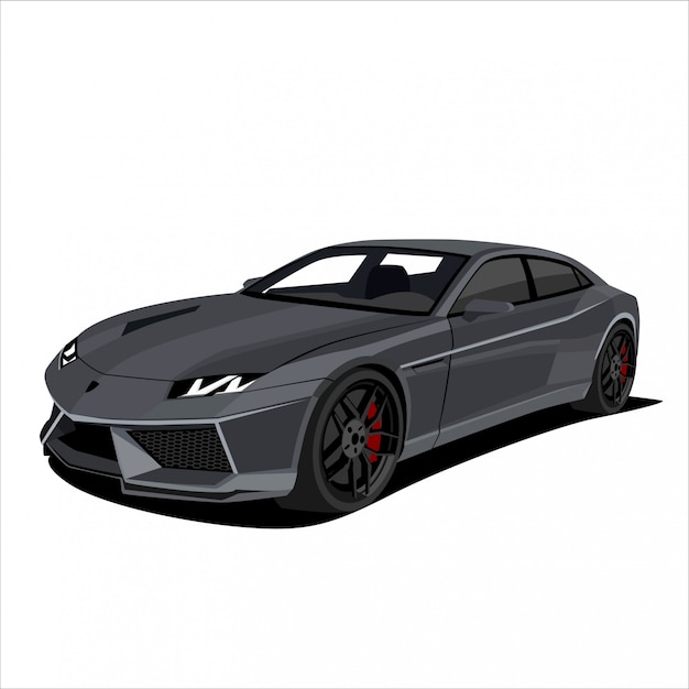 Grey race car, sport car illustration