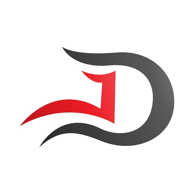 Икона серой и красной буквы D с волнистыми кривыми