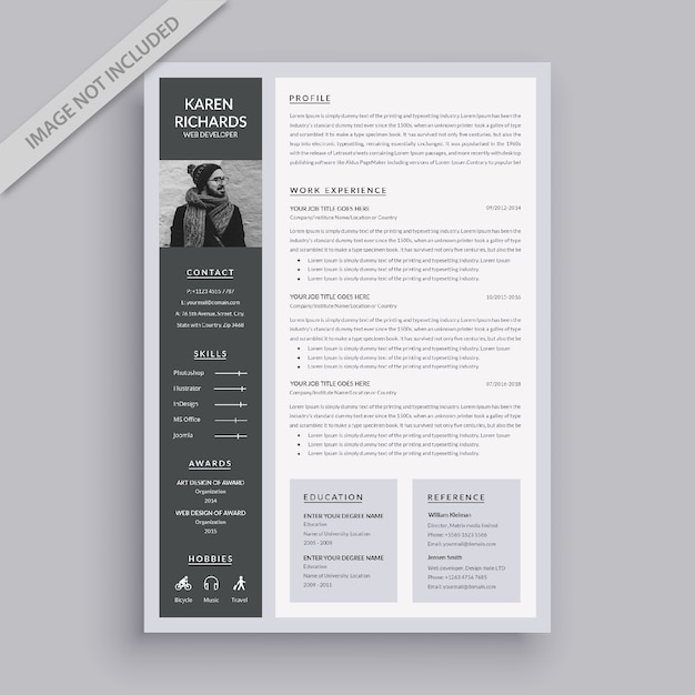 Vector grey resume template