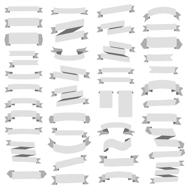 Vector grey ribbon set