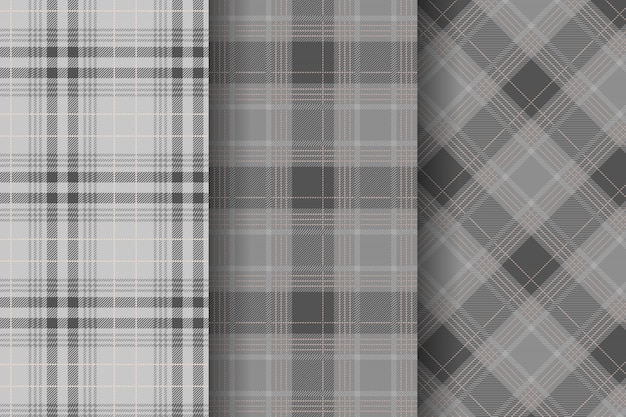 Vector grey seamless plaid pattern collection