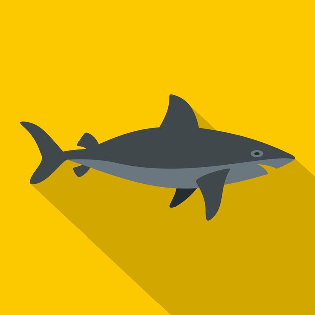 Grey shark fish icon flat illustration of grey shark fish vector icon for web isolated on yellow background