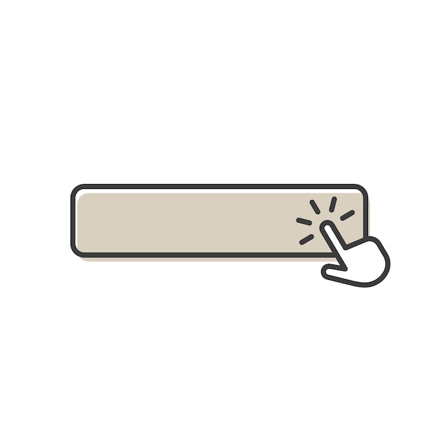 Grey square empty button with hand pointer icon